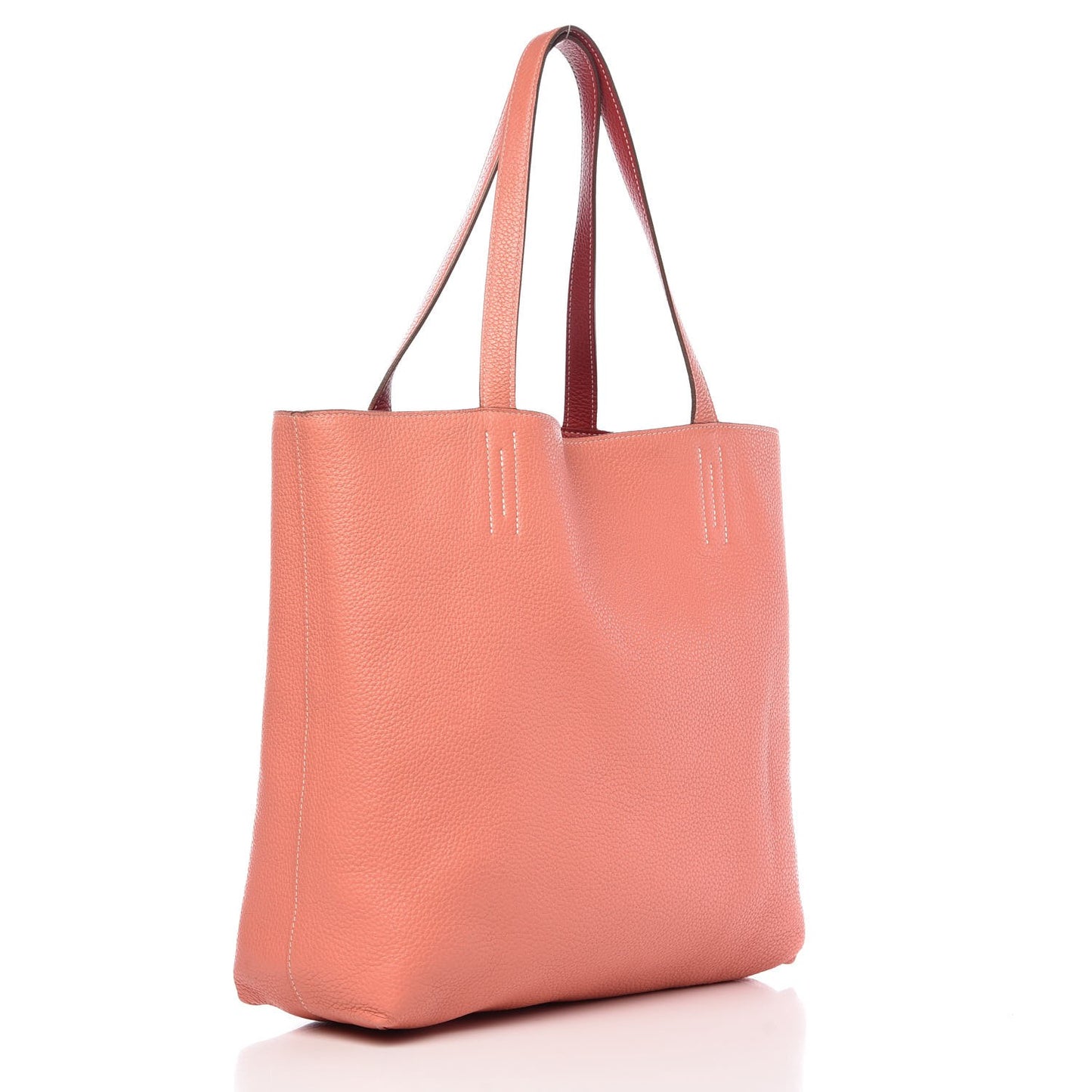 Taurillon Clemence Double Sens 45 Reversible Tote Rouge Casaque Crevette