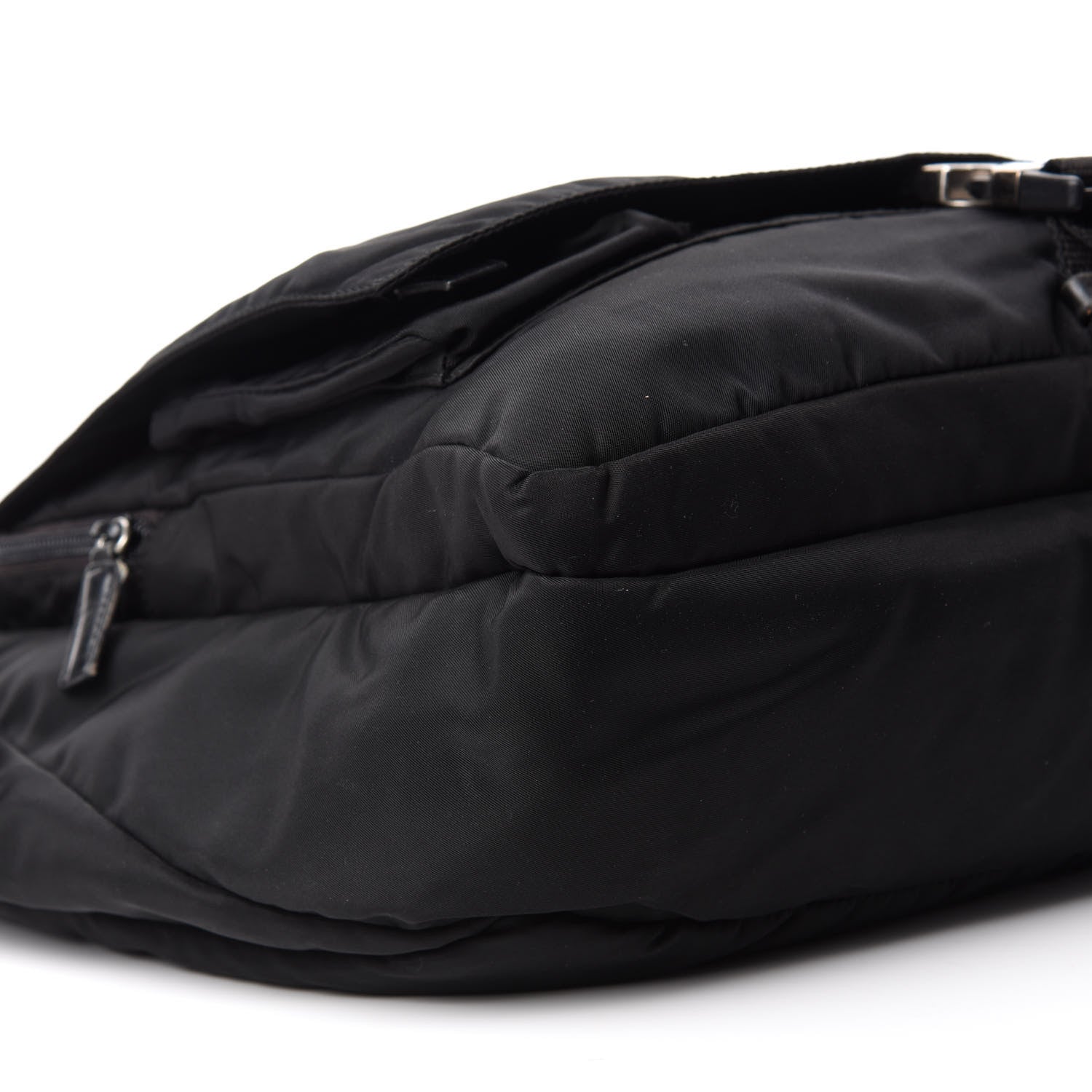 Prada Tessuto Nylon Saffiano Messenger Satchel Black 7 of 11