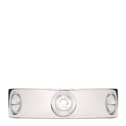 Cartier 18K White Gold 3 Diamond 5.5mm LOVE Ring 51 5.75 1 of 4