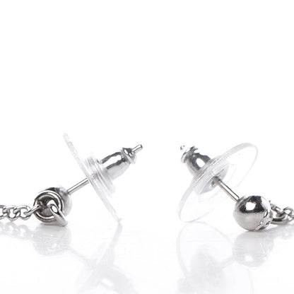 Chanel Crystal Baguette CC Dangle Earrings Silver 3 of 6