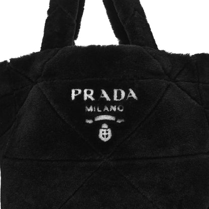 Prada Shearling Monotone Logo Tote Black White 9 of 11