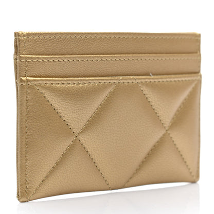 Chanel Metallic Lambskin Quilted Chanel 19 Card Holder Gold 3 of 8