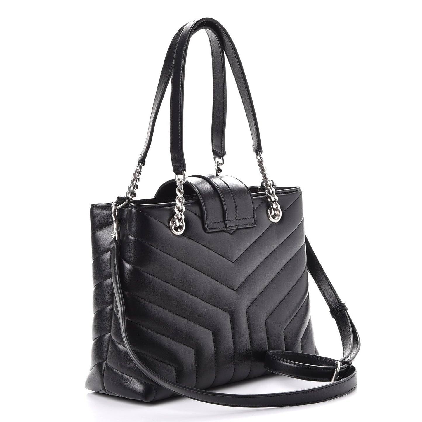 Calfskin Y Quilted Monogram Small Loulou Shopper Black