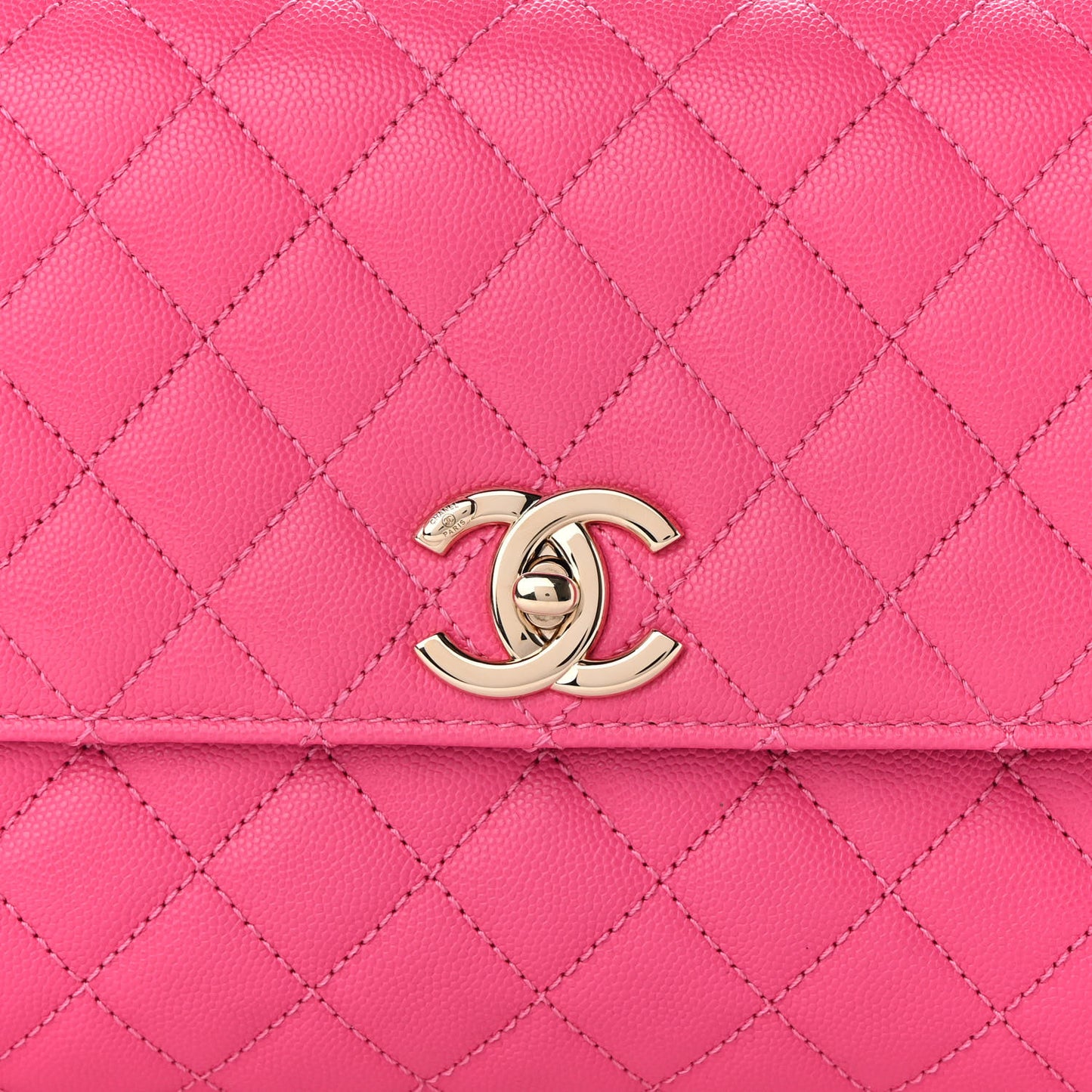 Caviar Quilted Small Coco Handle Flap Pink
