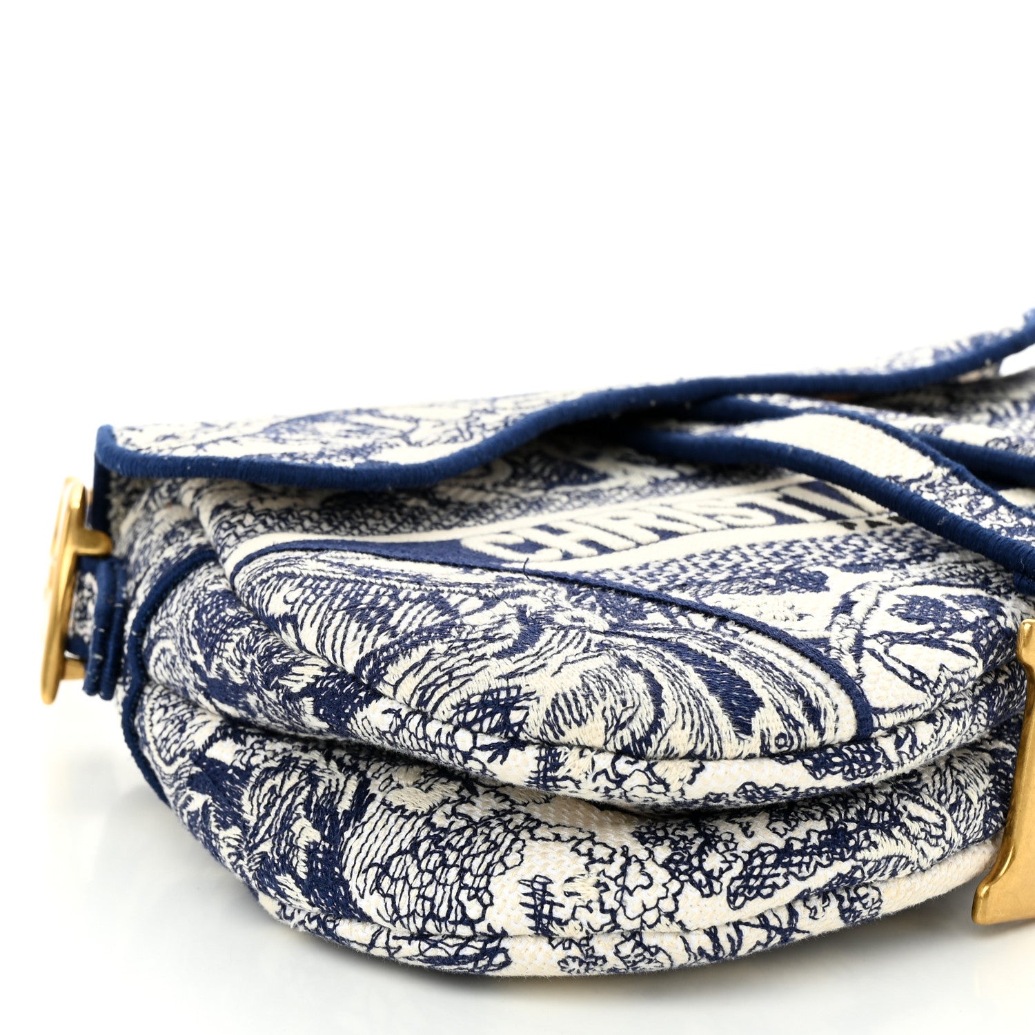 Christian Dior Canvas Embroidered Toile de Jouy Saddle Bag Blue 9 of 10