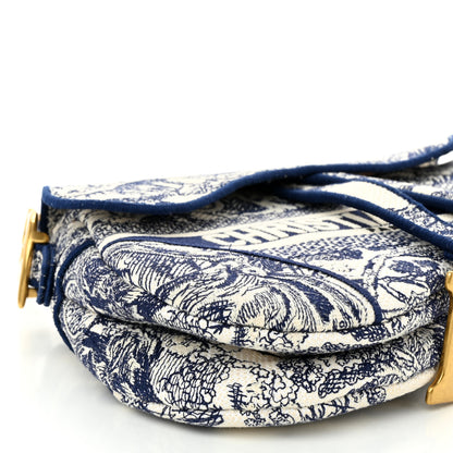 Christian Dior Canvas Embroidered Toile de Jouy Saddle Bag Blue 9 of 10
