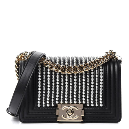 Chanel Calfskin Pearl Small Boy Flap Black 1 of 11