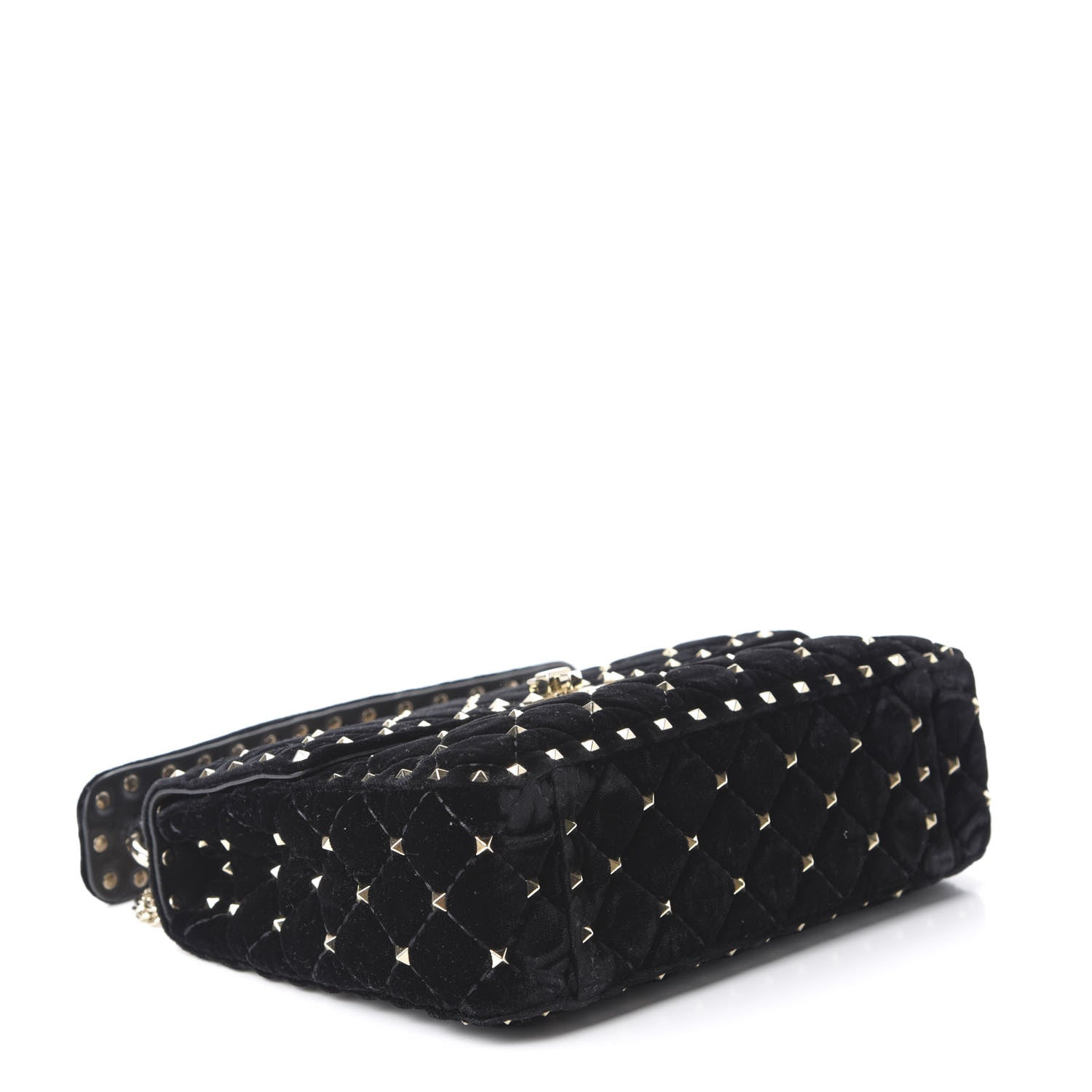 Valentino Garavani Velvet Medium Rockstud Spike Shoulder Bag Black 4 of 9
