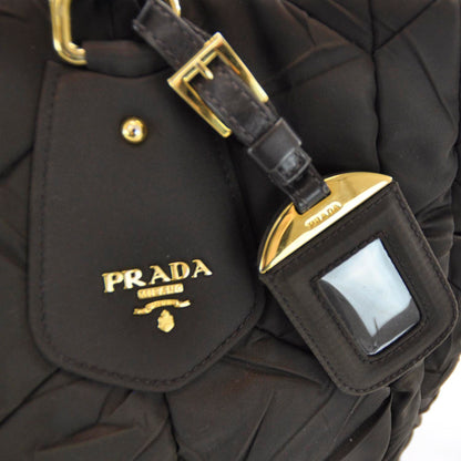 Prada Tessuto Nylon Chevron Quilted Tote Ebano 5 of 8