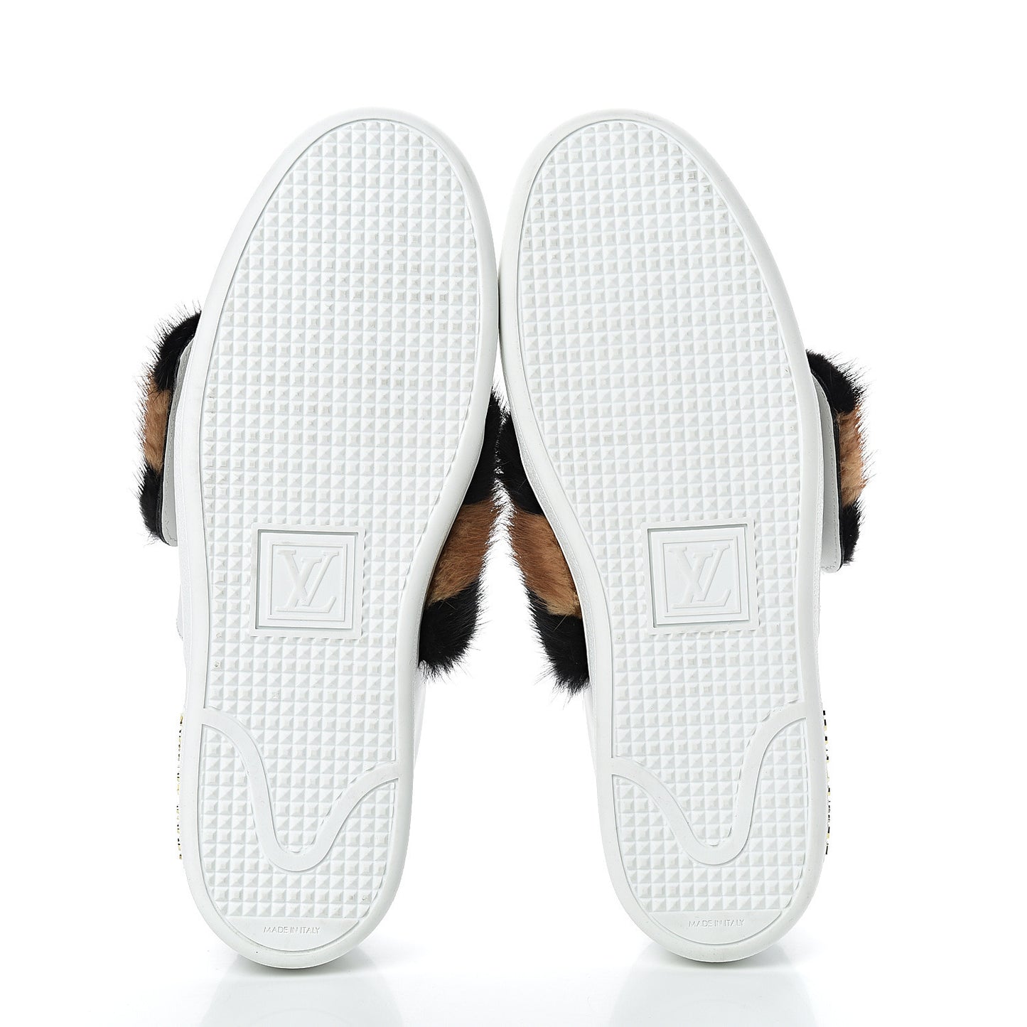 Calfskin Mink Fur Frontrow Sneakers 40 White