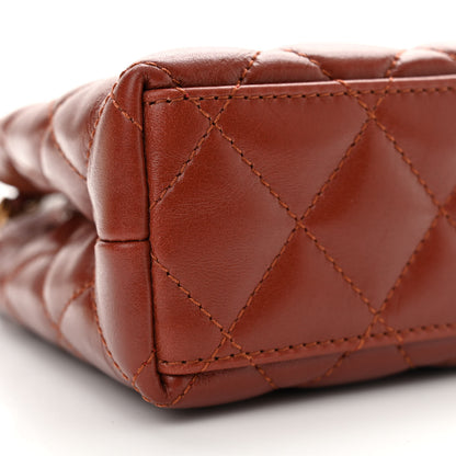 Chanel Shiny Aged Calfskin Quilted Nano Kelly Shopper Brown 9 of 10