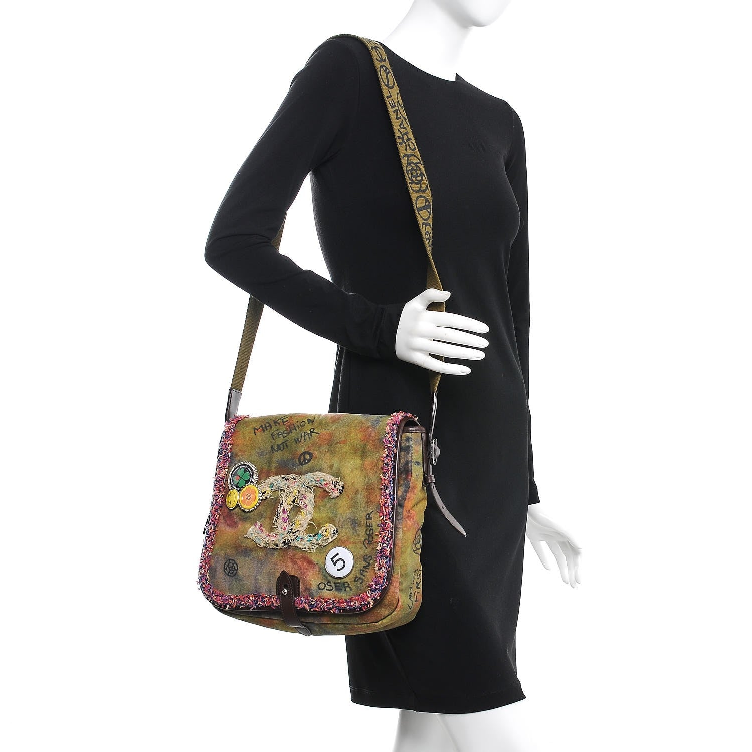 Chanel Washed Toile Graffiti On The Pavements Messenger Khaki Multicolor 2 of 8