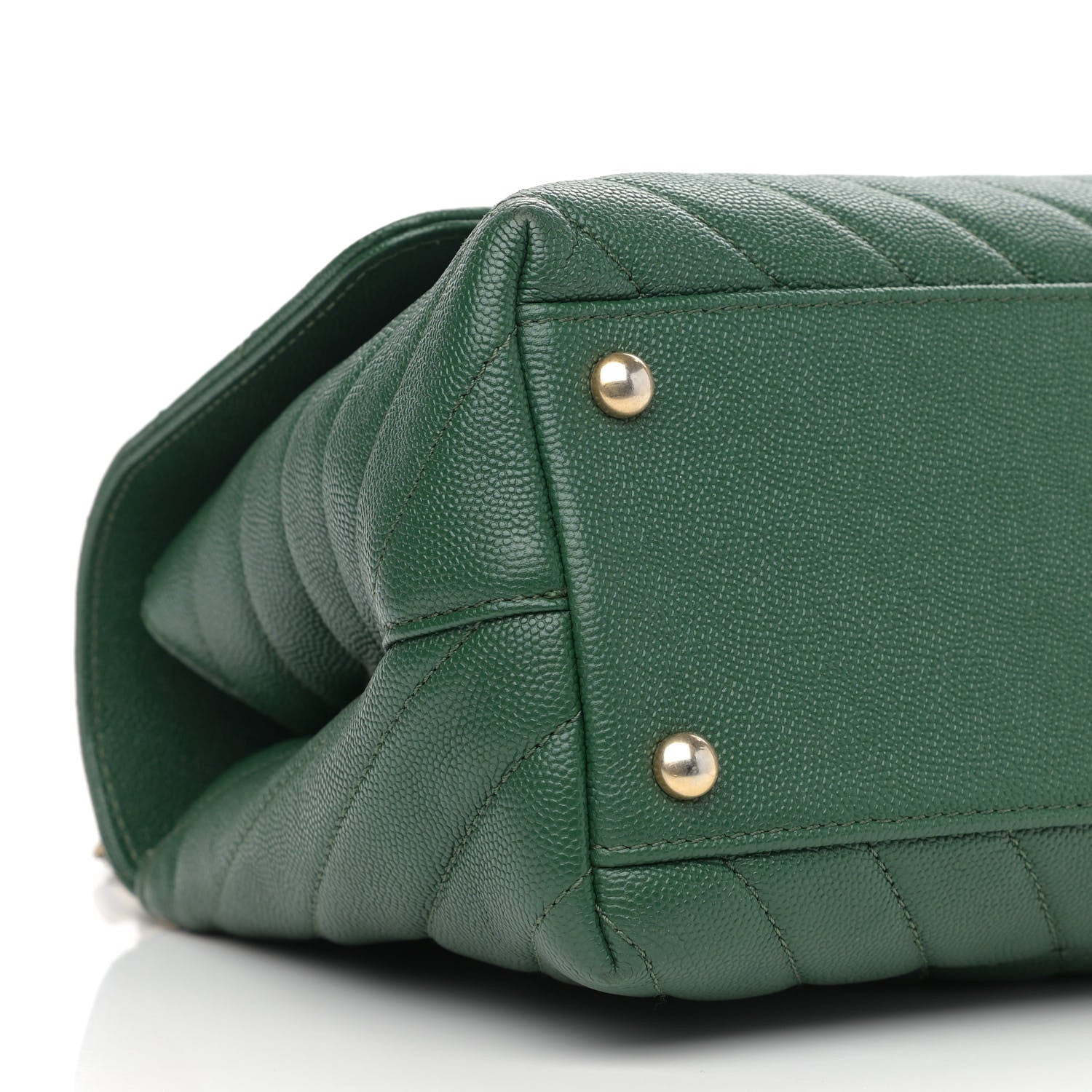 Chanel Caviar Chevron Quilted Small Coco Handle Flap Green 9 of 10