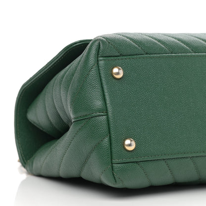 Chanel Caviar Chevron Quilted Small Coco Handle Flap Green 9 of 10