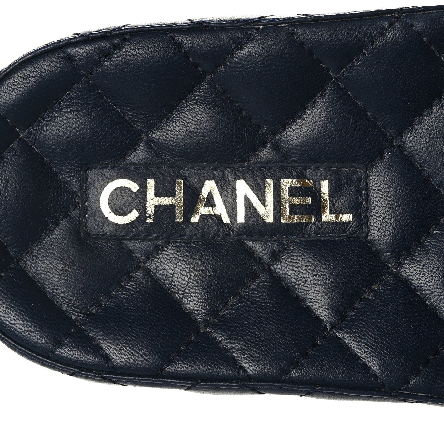 Lambskin Quilted CC Mules Sandals 37 Navy