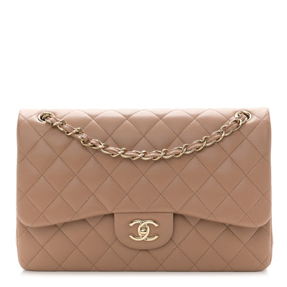 Chanel Lambskin Quilted Jumbo Double Flap Dark Beige 1 of 11