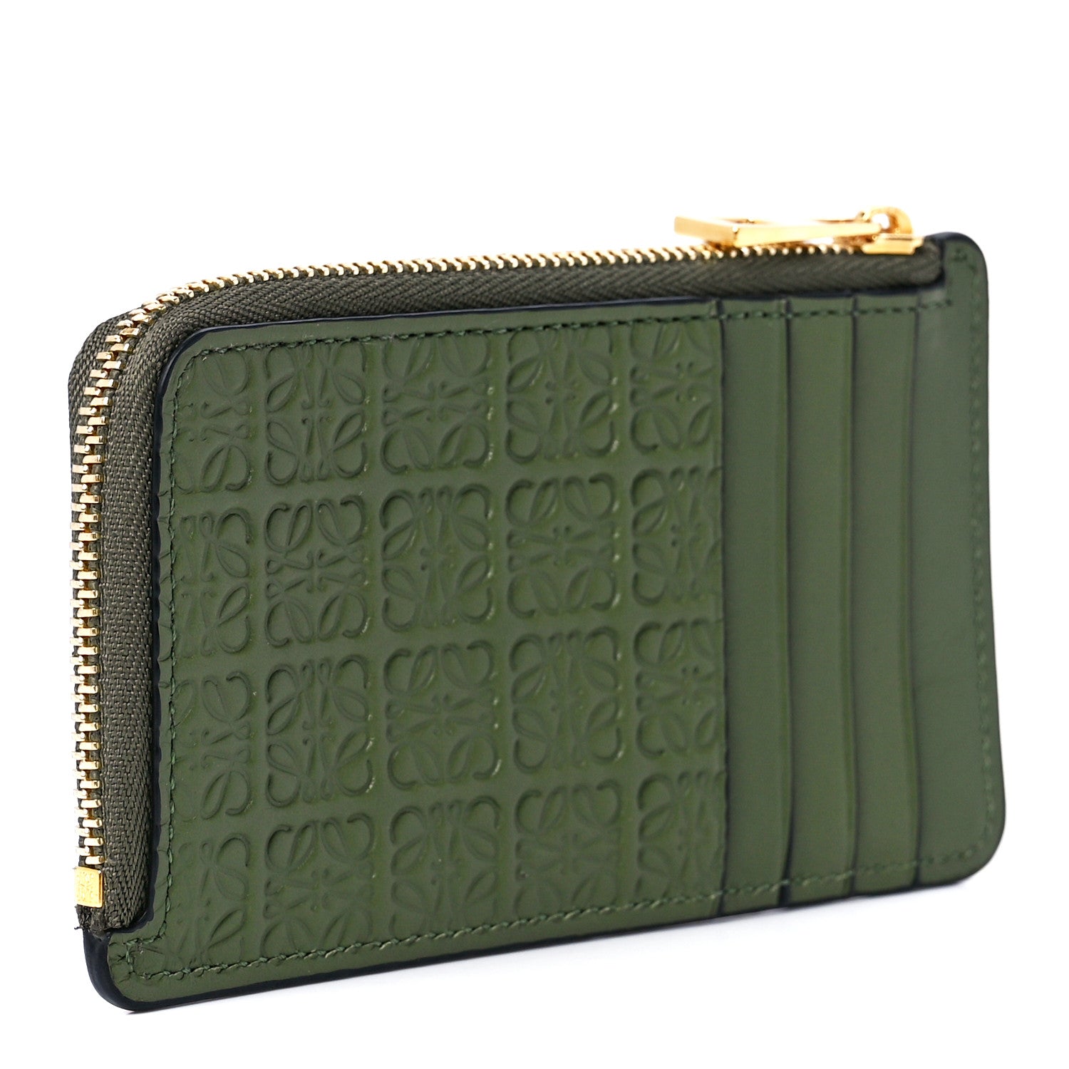 Loewe Calfskin Embossed Repeat Coin Card Holder Avocado Green 3 of 12