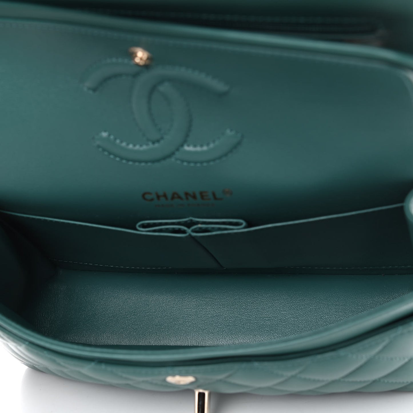 Lambskin Quilted Small Double Flap Green