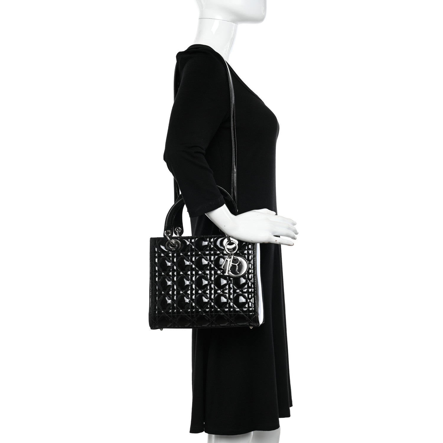 Christian Dior Patent Cannage Medium Lady Dior Black 2 of 9