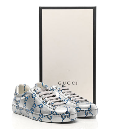 Gucci Miro Rubber Wax GucciGhost Print Mens New Ace Sneakers 7 Silver 10 of 10