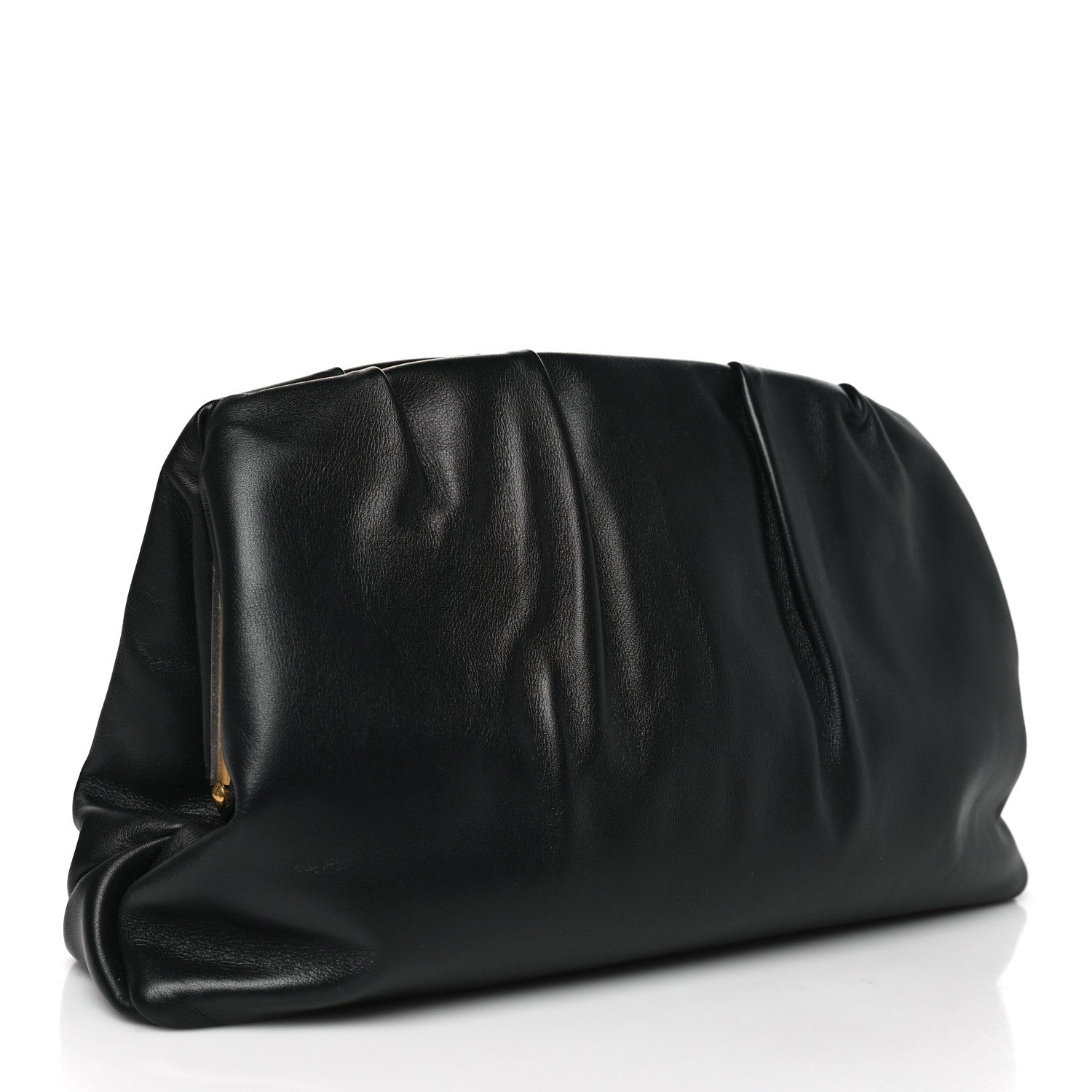 Celine Calfskin Pleated French Lock Clutch Black 3 of 11