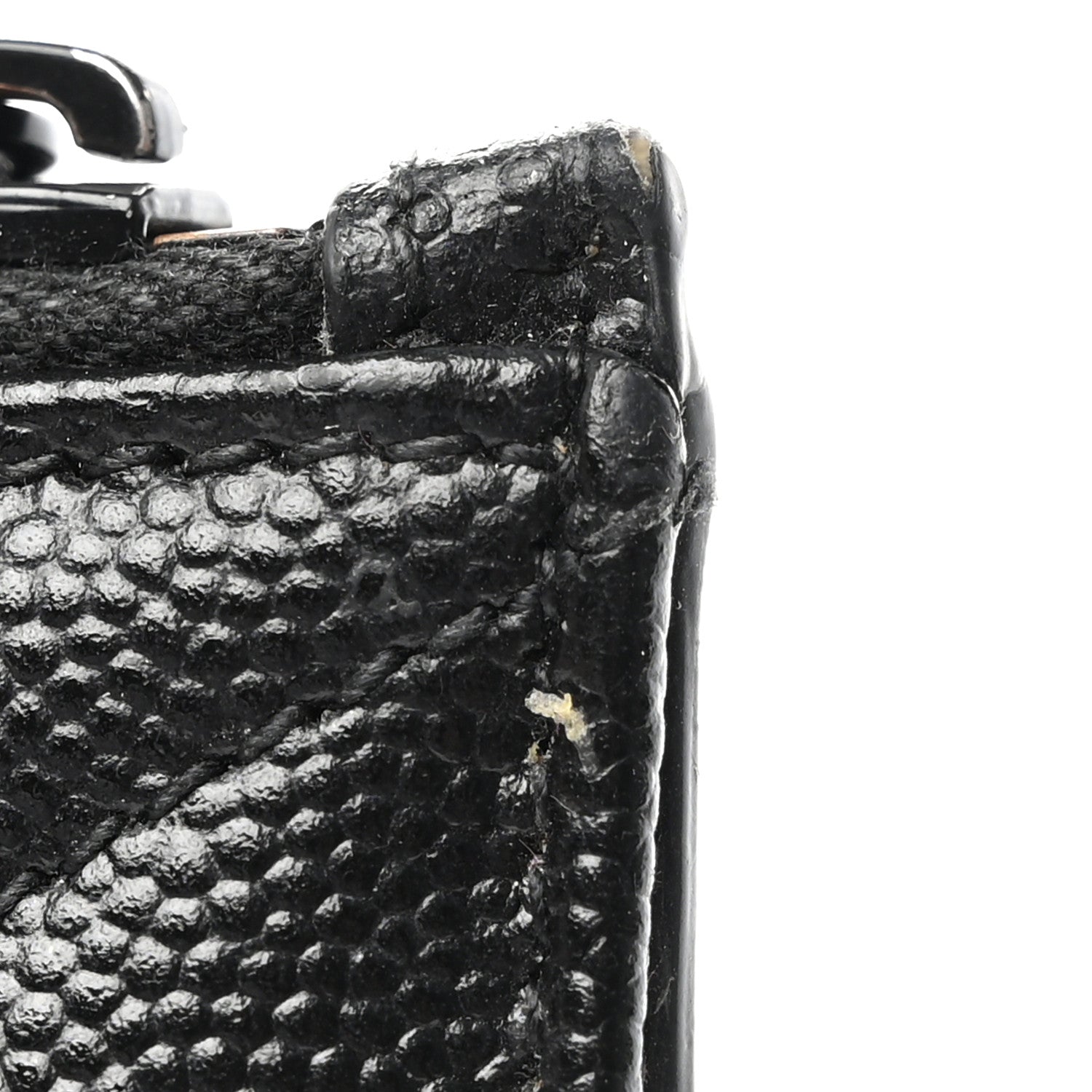 Saint Laurent SAINT LAURENT Grain De Poudre Matelasse Chevron Monogram Fragments Zippered Card Case Black 9 of 16