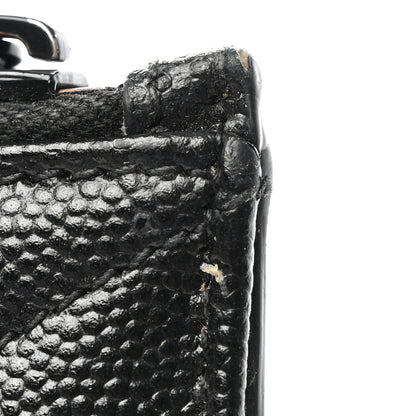 Saint Laurent SAINT LAURENT Grain De Poudre Matelasse Chevron Monogram Fragments Zippered Card Case Black 9 of 16