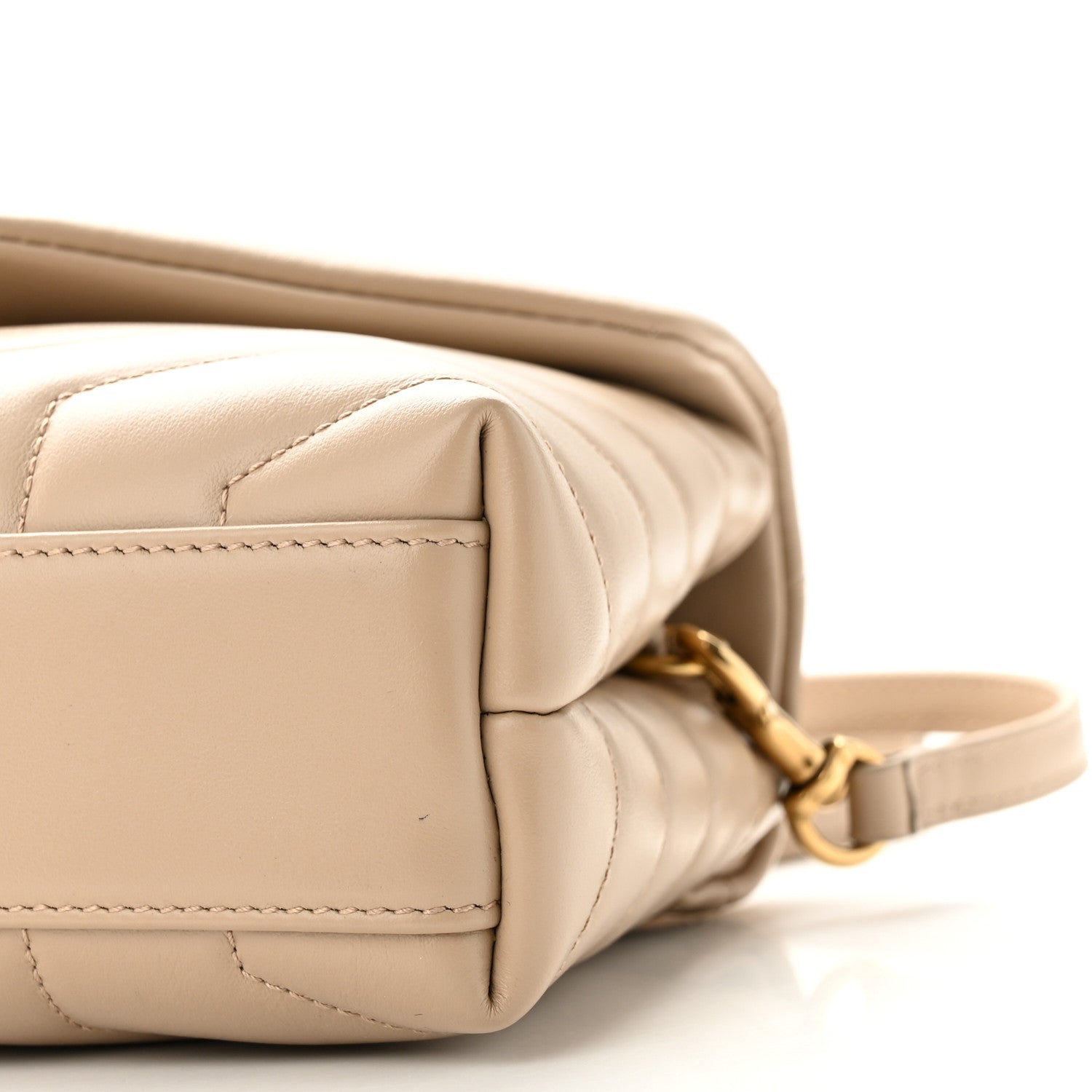 Saint Laurent Calfskin Y Quilted Monogram Toy Loulou Crossbody Bag Dark Beige 9 of 9