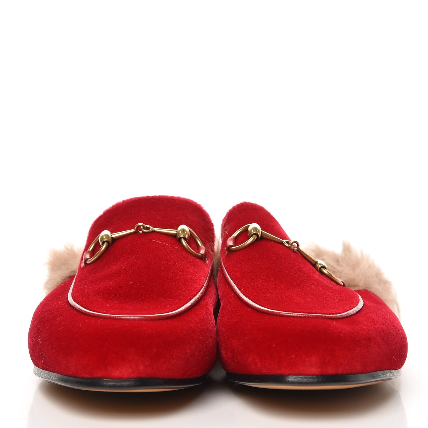 Velvet Fur Womens Princetown Slippers 39 Hibiscus Red