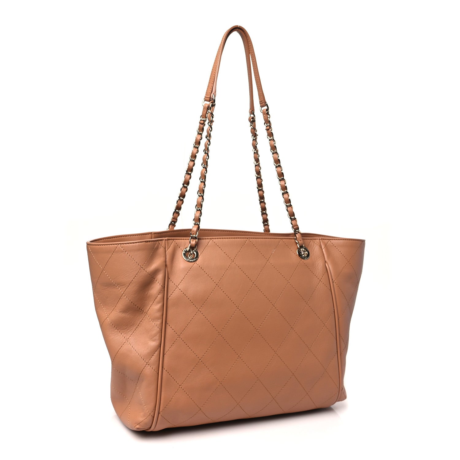 Chanel Calfskin Stitched Small Shopping Tote Brown 3 of 10