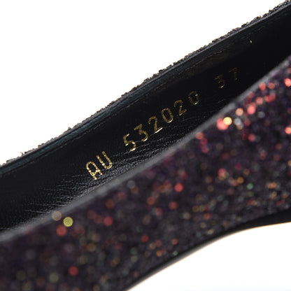 Saint Laurent Charlotte Glitter Point-toe Kitten-Heel Pumps 37 Purple 7 of 9
