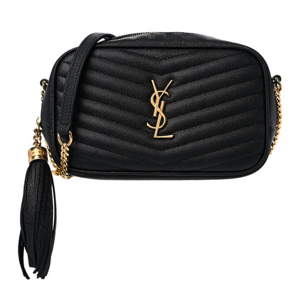 Saint Laurent Grain De Poudre Matelasse Monogram Mini Lou Camera Bag Black 1 of 18