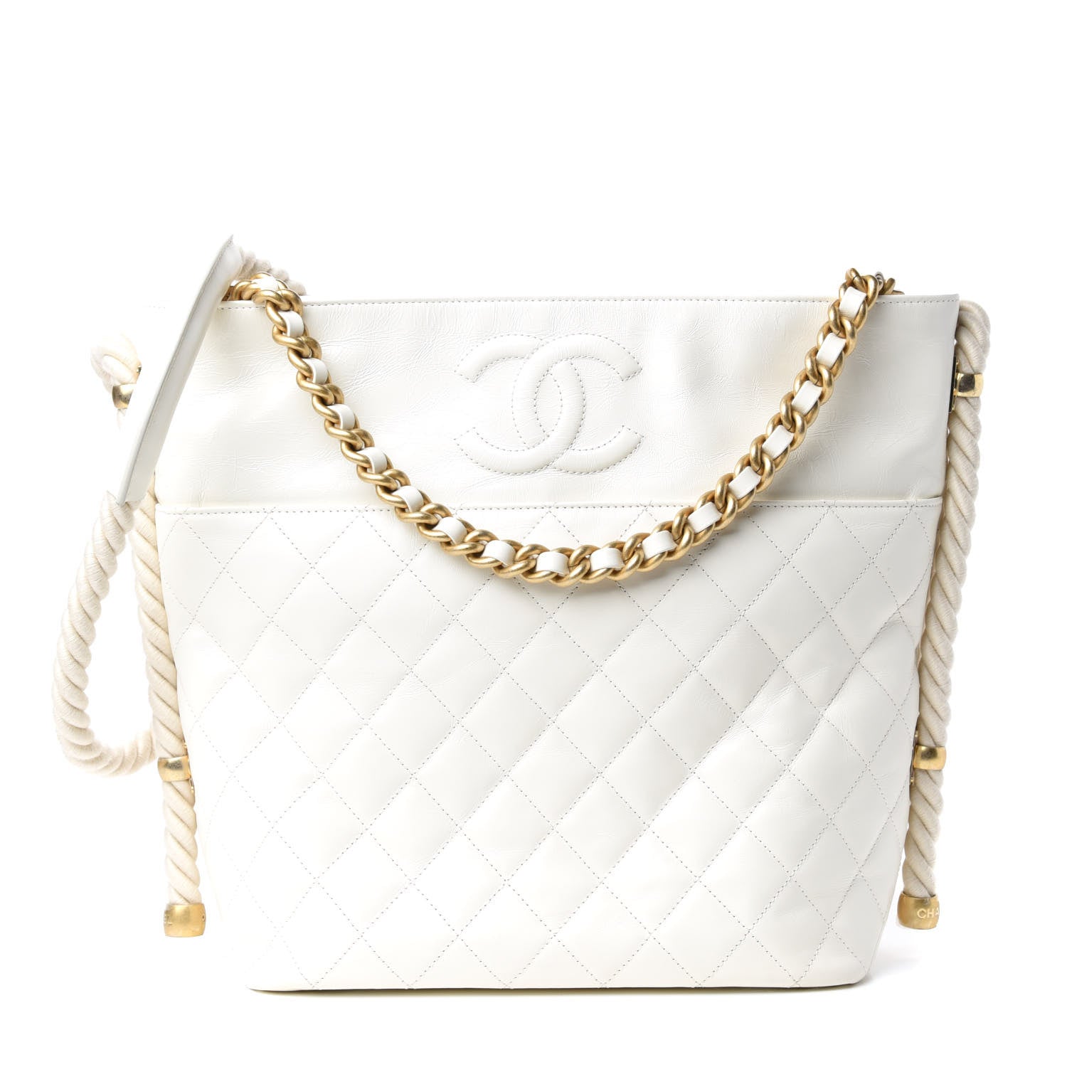 Chanel Crumpled Calfskin En Vogue Rope Hobo Bag White 1 of 10