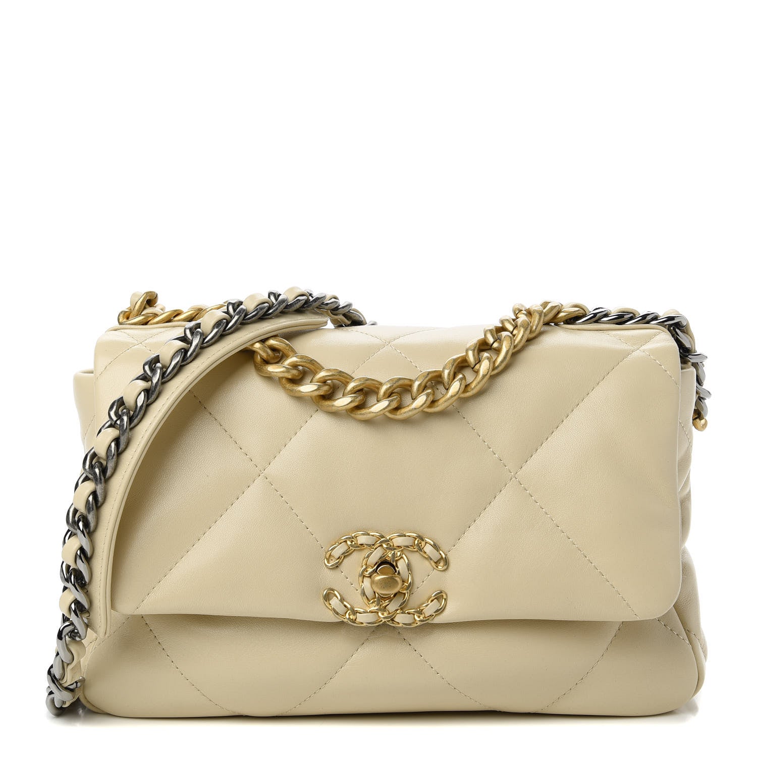 Chanel Lambskin Quilted Medium Chanel 19 Flap Light Beige 1 of 10