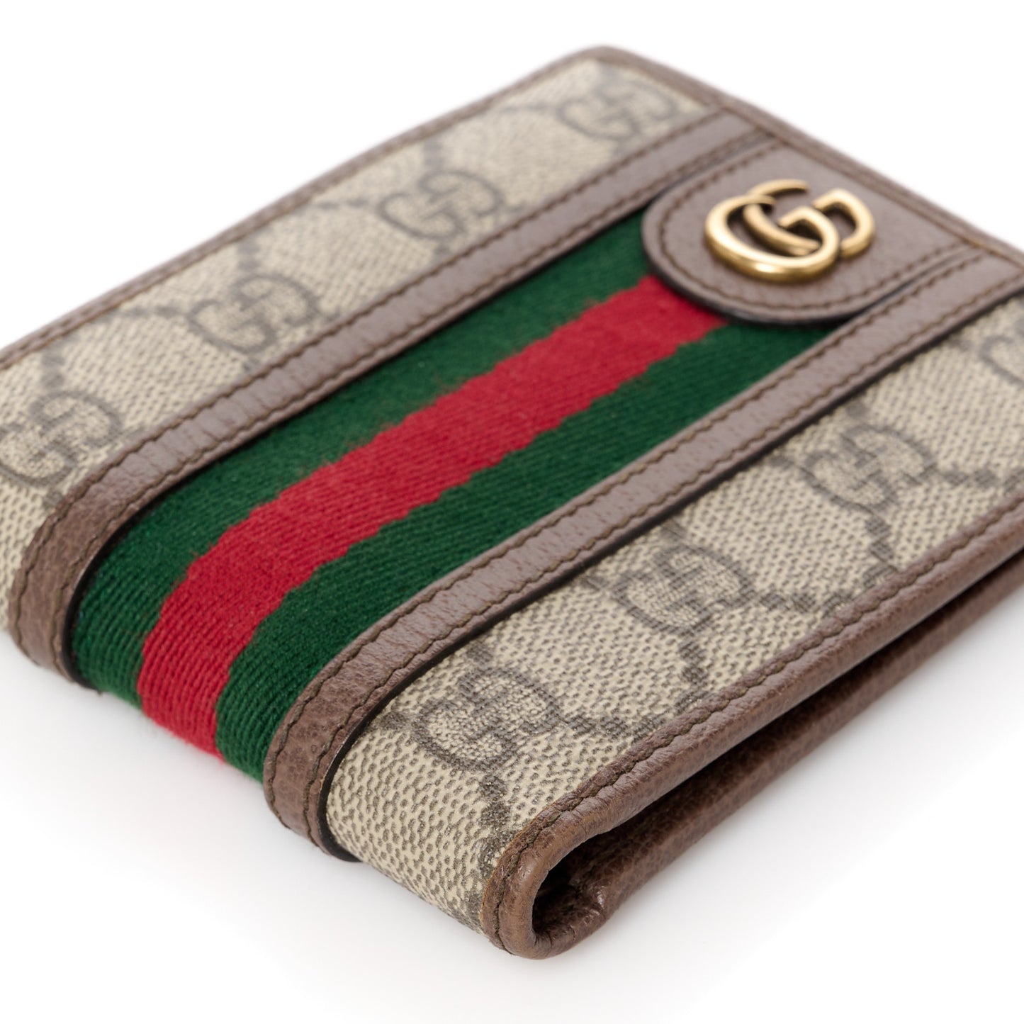 GG Supreme Monogram Web Mens Ophidia Bi-Fold Coin Wallet Beige New Acero