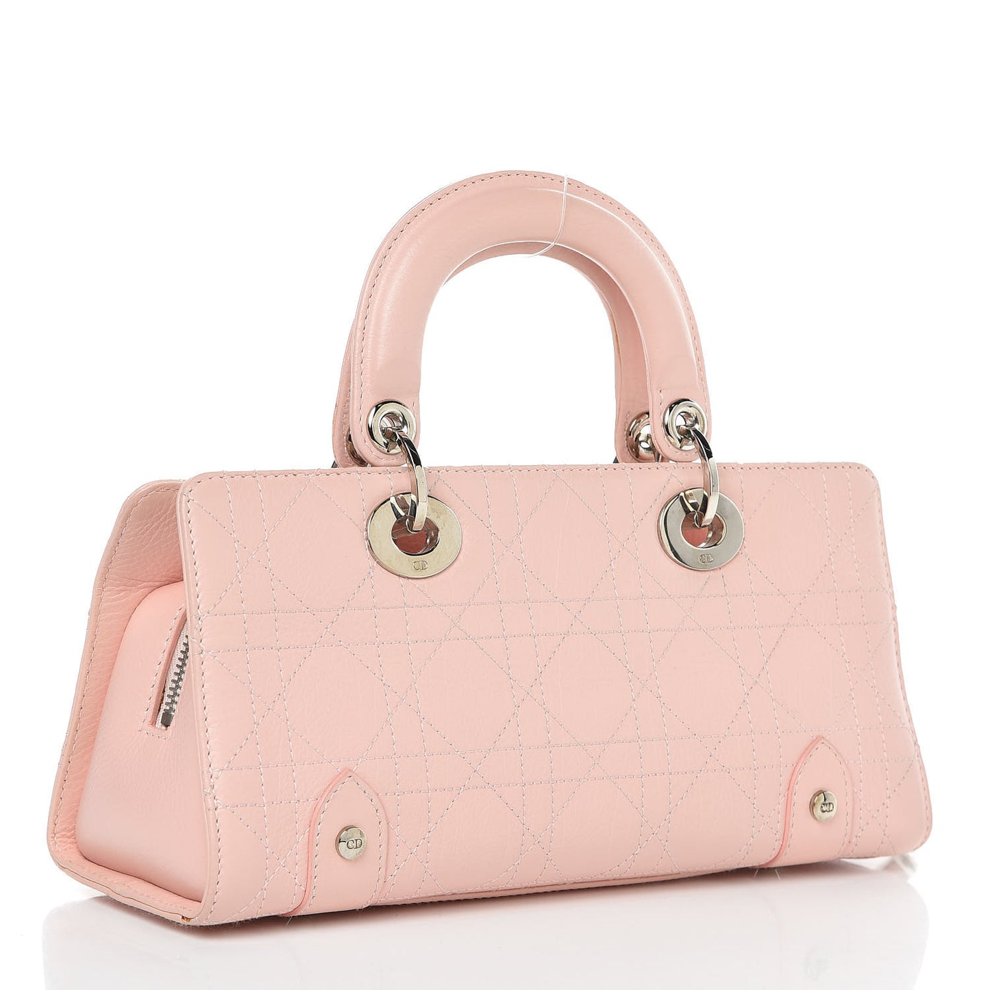 Calfskin Cannage Stitched Small East West Lady Dior Rose Clair