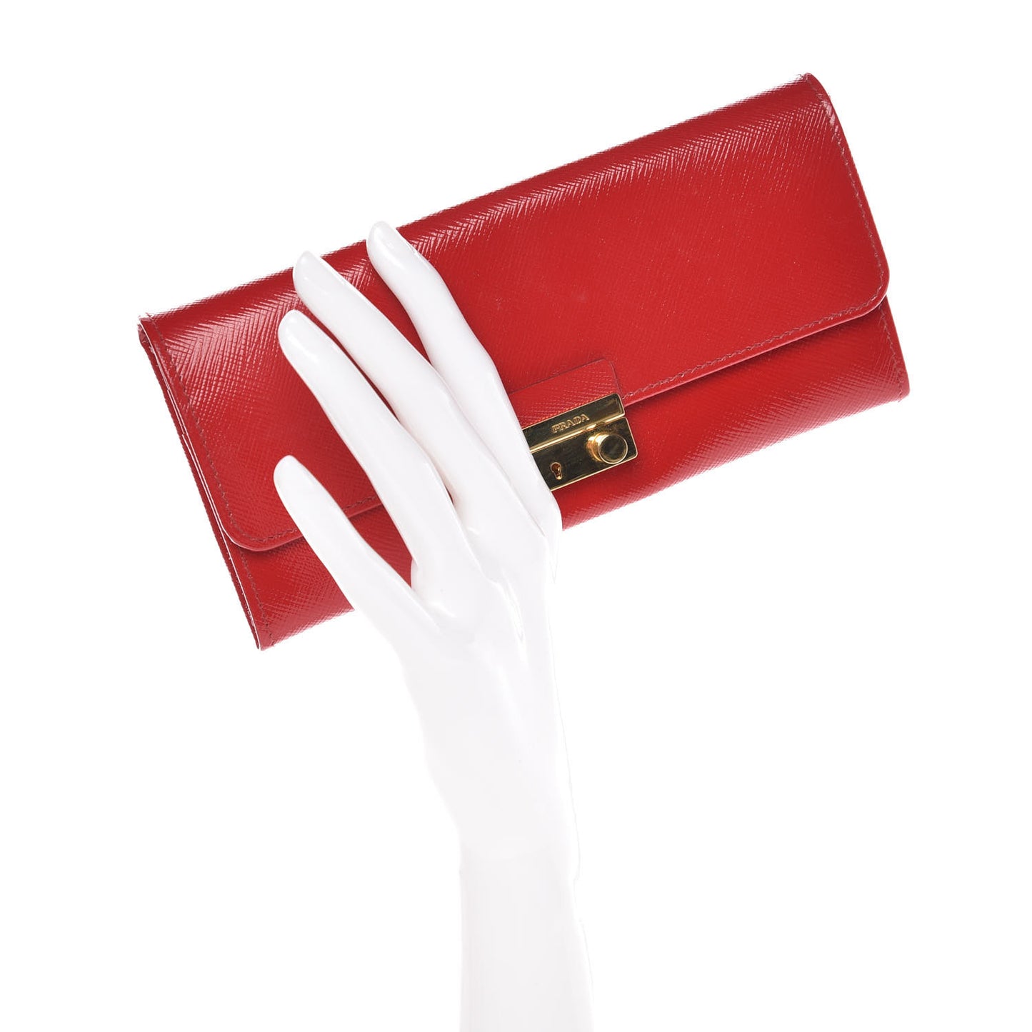 Saffiano Vernice Continental Wallet Rosso