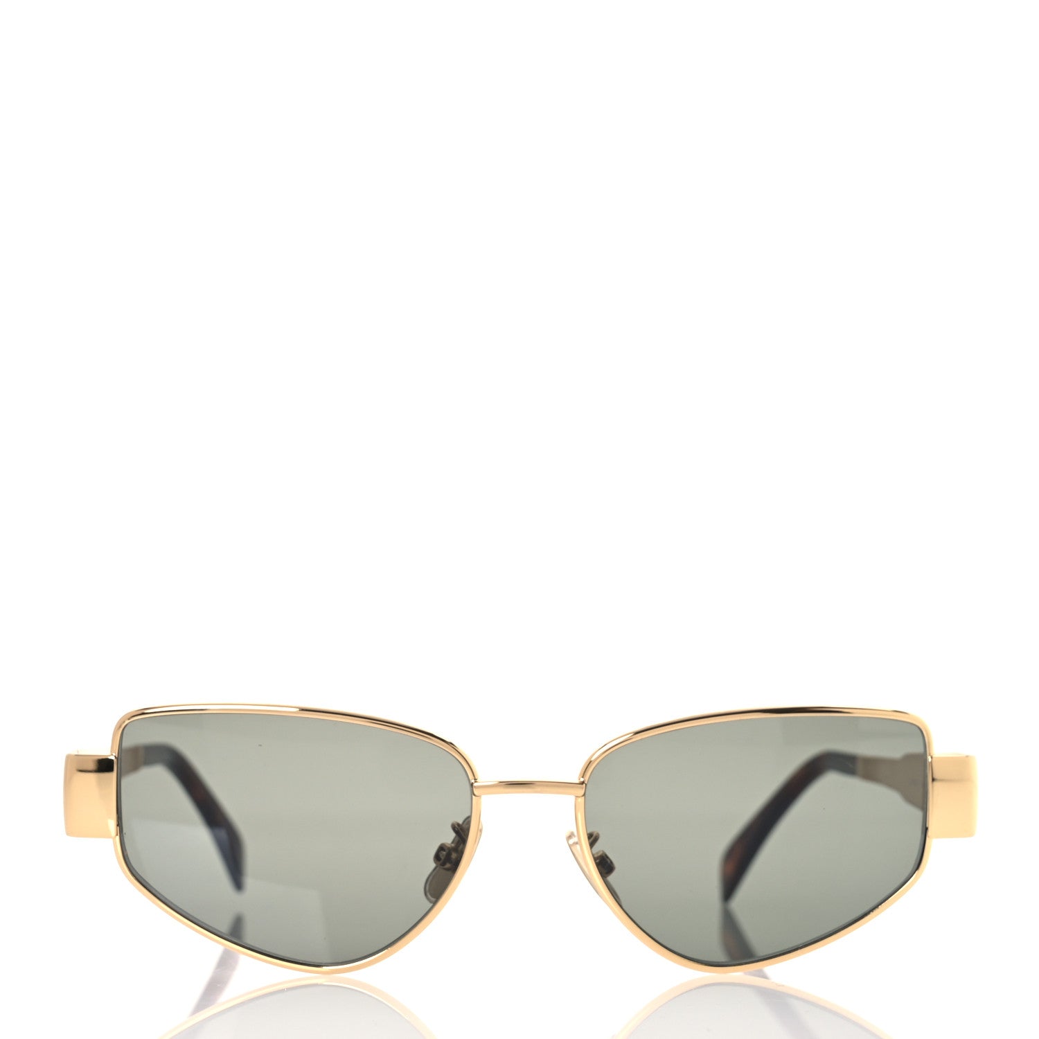 Celine Metal Triomphe Cat Eye Sunglasses CL40293U Gold Green 2 of 7