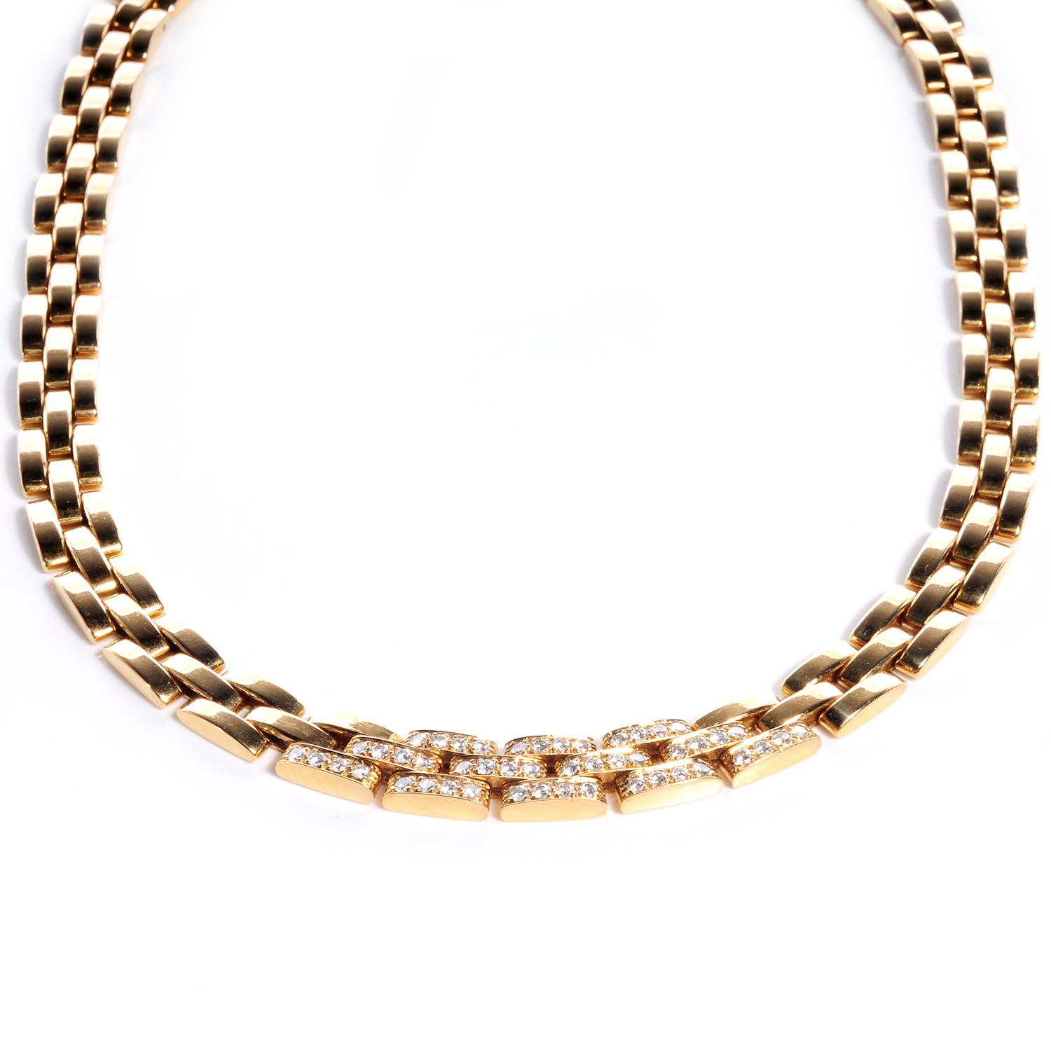 Cartier 18k Yellow Gold Diamond Panthere Maillon Necklace 1 of 6