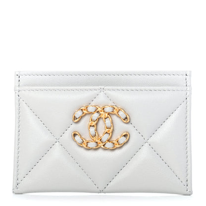 Chanel Lambskin Quilted Chanel 19 Card Holder Grey 1 of 4