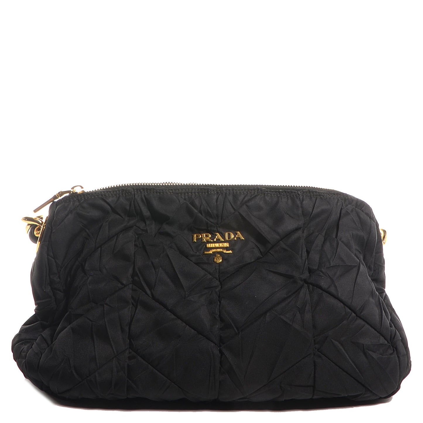 Tessuto Nylon Chevron Quilted Chain Bag Nero Black