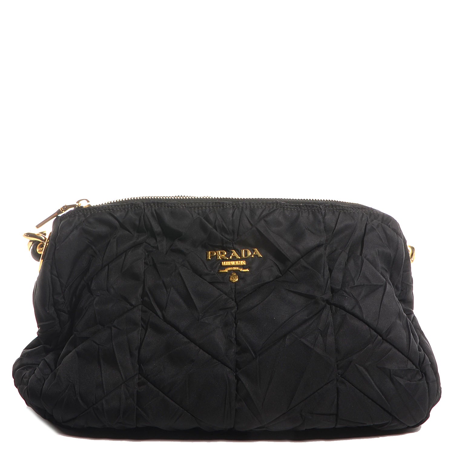 Prada Tessuto Nylon Chevron Quilted Chain Bag Nero Black 1 of 8