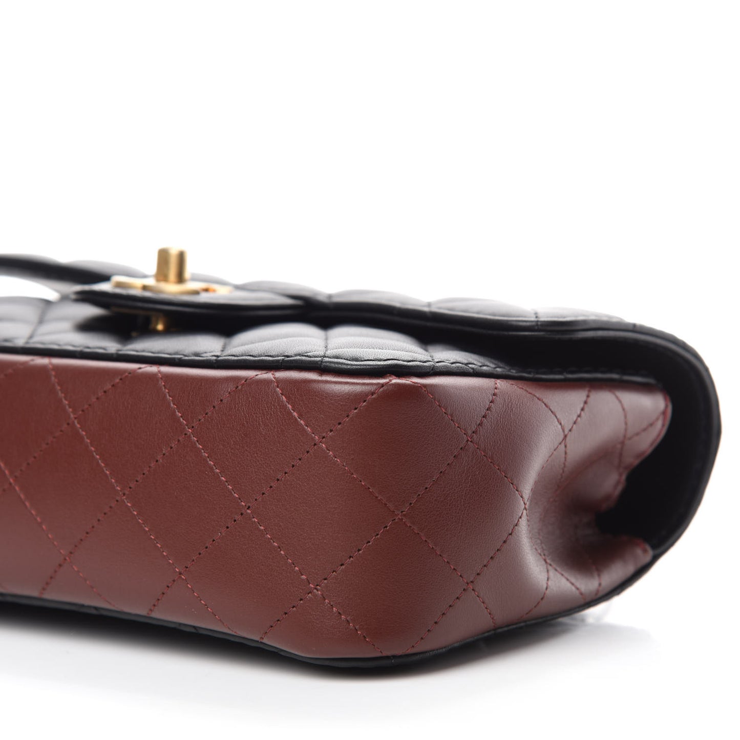 Calfskin Quilted Small Strap Into Flap Bag Black Brown
