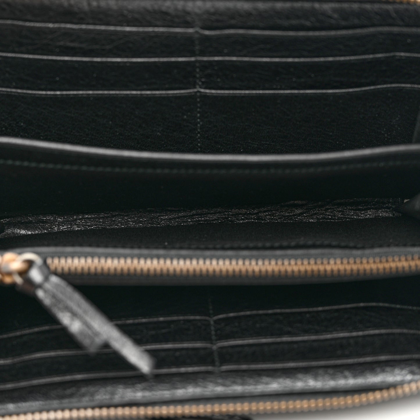 Agneau Classic Hardware Continental Zip Around Wallet Black