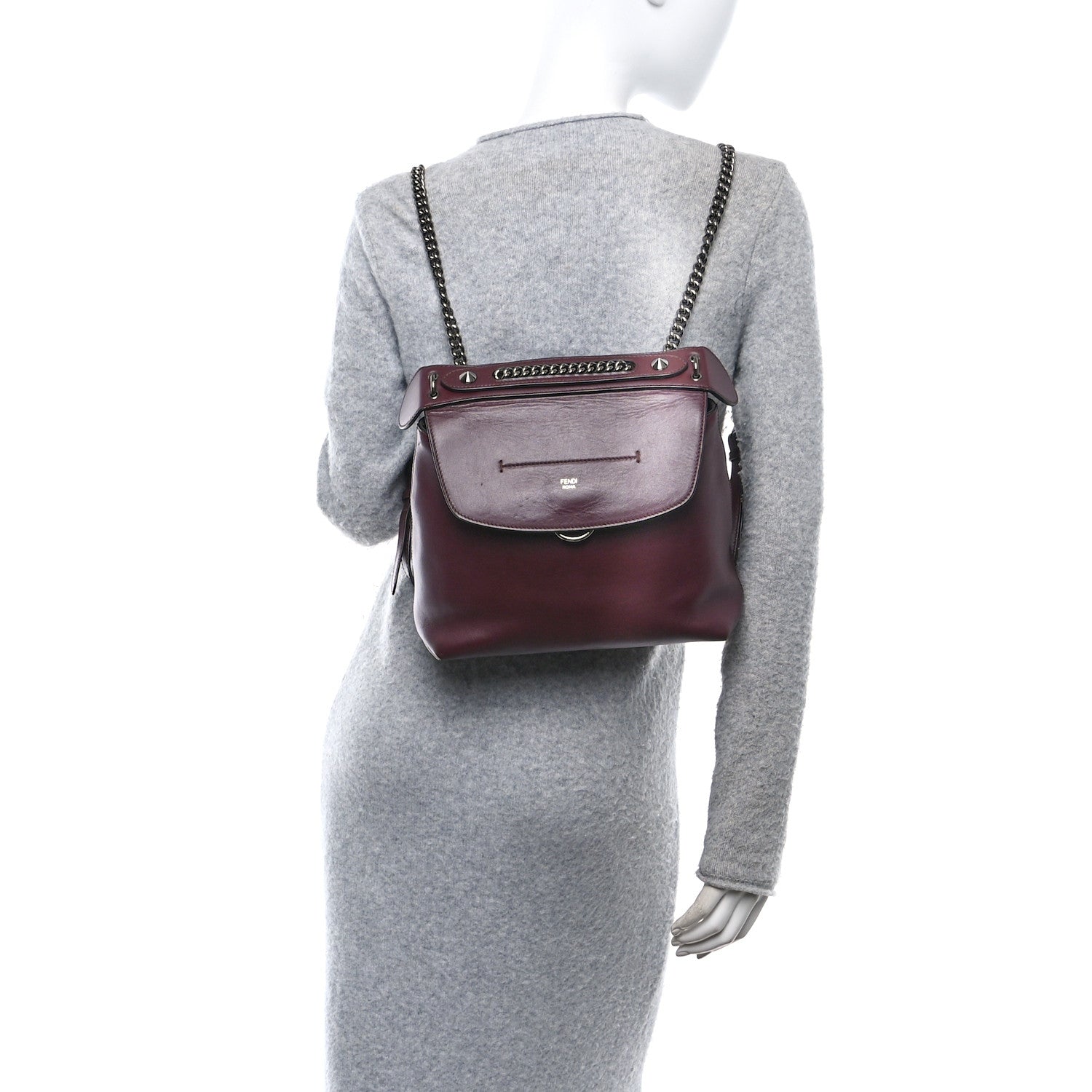 Fendi Vitello Century Opaco Large Back to School Backpack Bordeaux 2 of 10