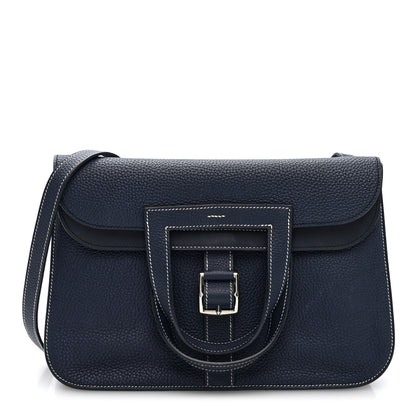 Hermes Taurillon Clemence Halzan 31 GM Bleu Saphir 1 of 10