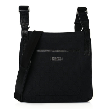 Gucci Monogram Flat Messenger Bag Black 1 of 11