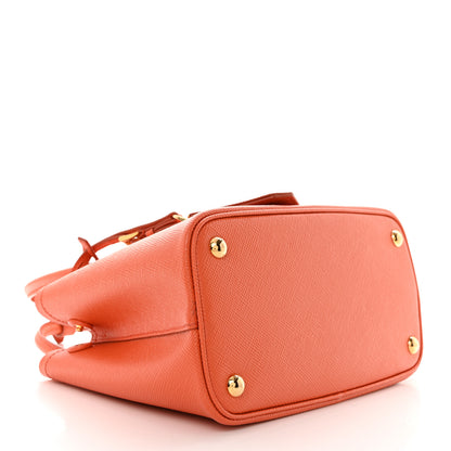 Prada Saffiano Cuir Mini Double Bag Papaya 4 of 11