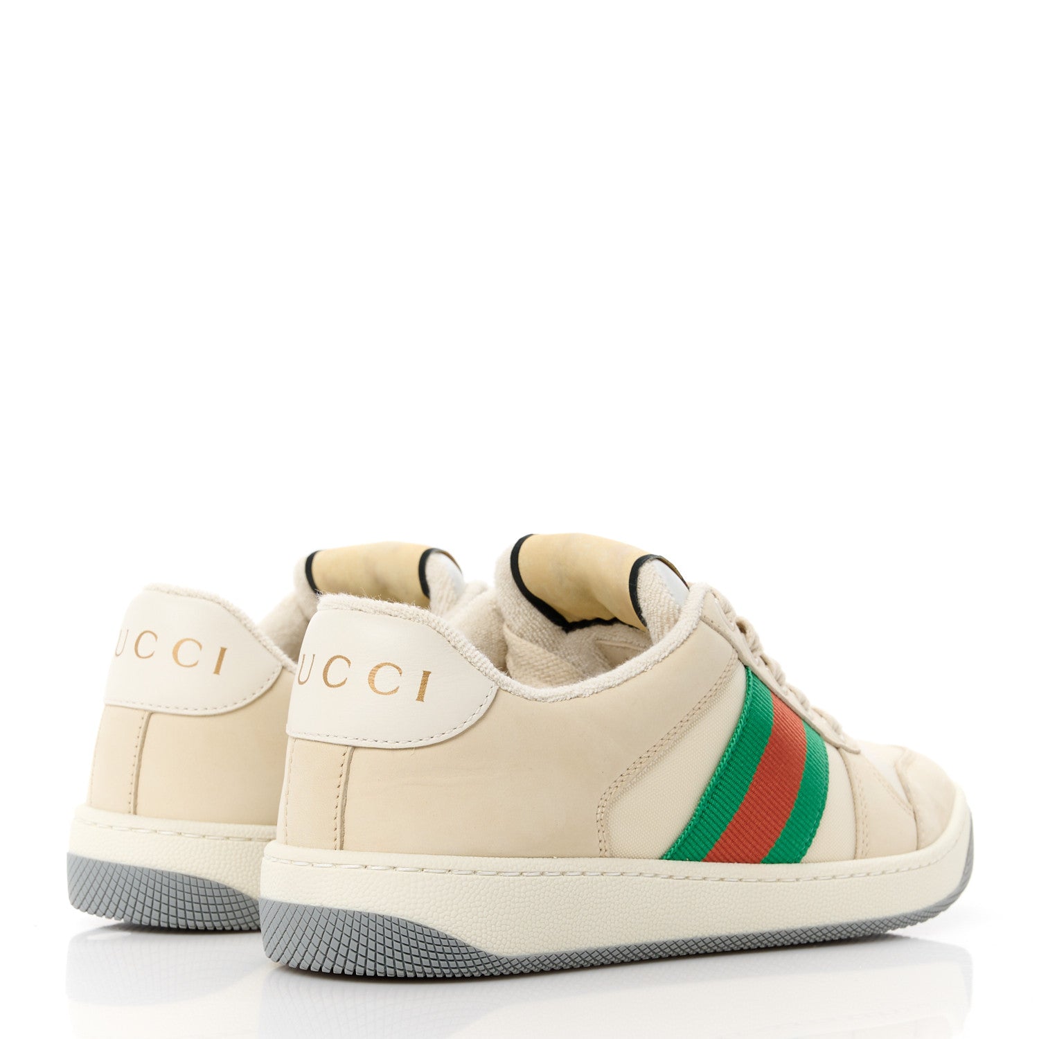 Gucci Nylon Nubuck Web Womens Screener Sneakers 35.5 Mystic White Dusty Milk 4 of 10