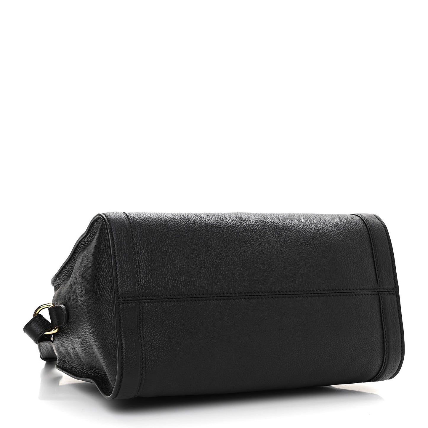 Pebbled Calfskin Small Skull Padlock Zip Around Tote Black